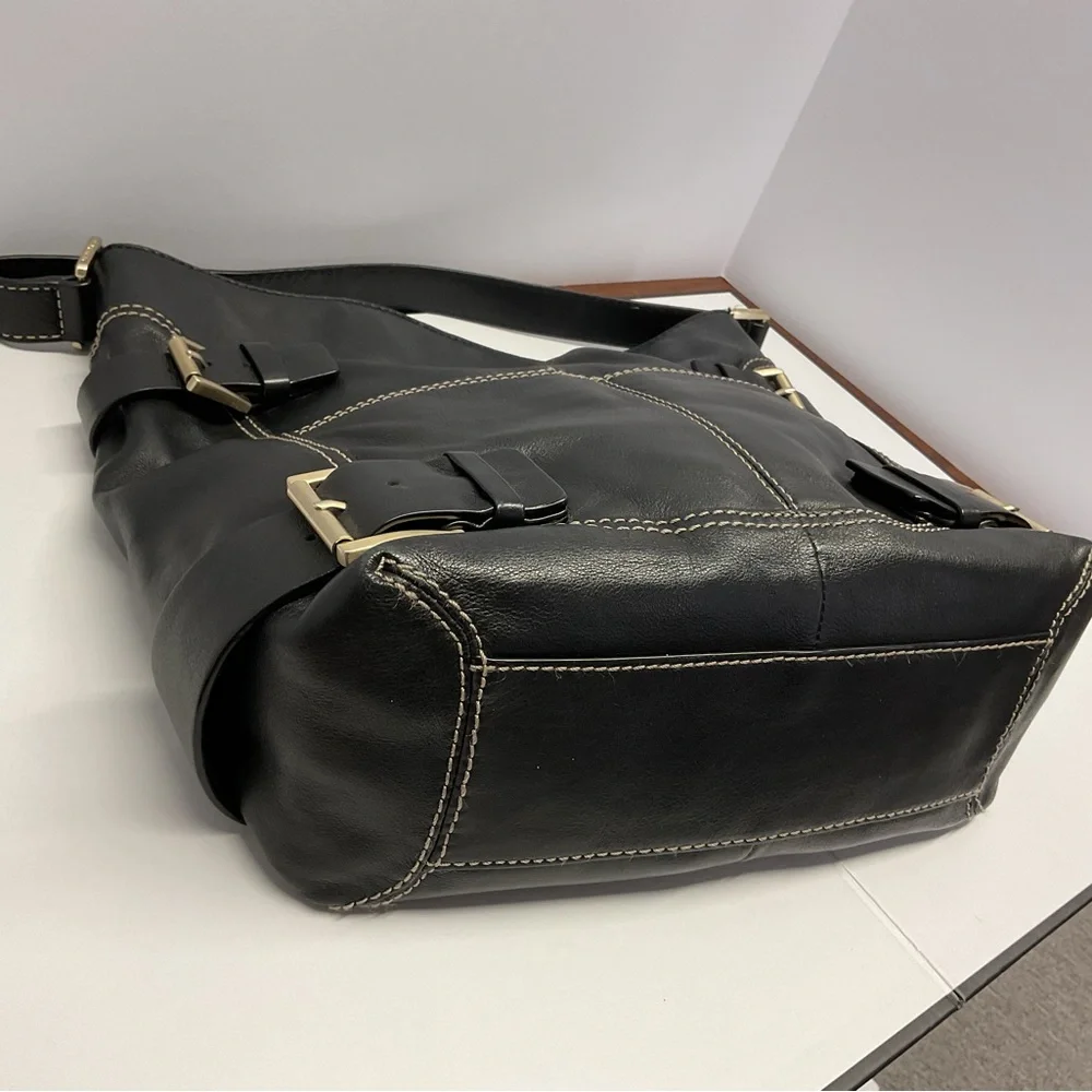Michael Kors Black Shoulder Bag with Buckle Accents - Picture 10 of 11